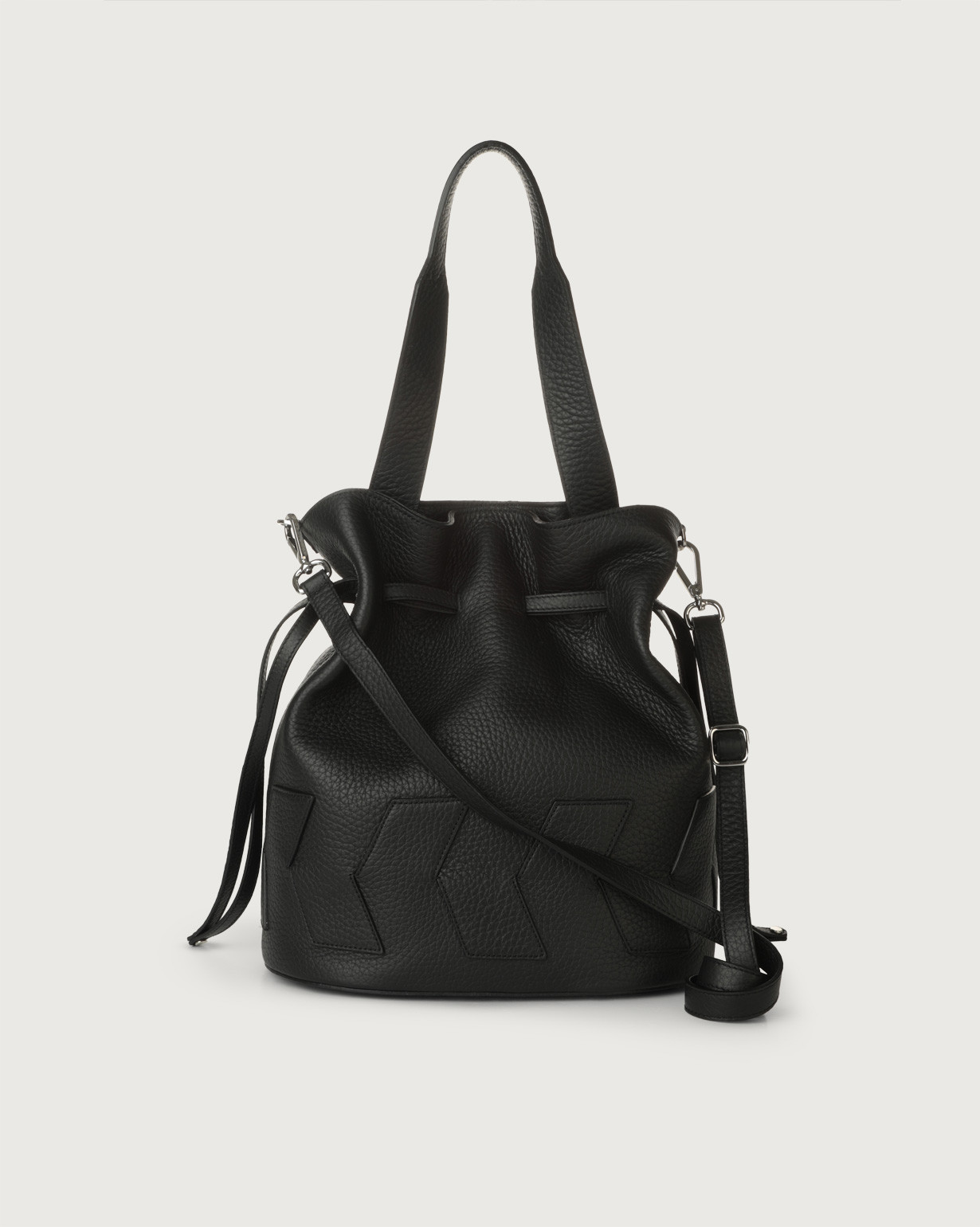 ORCIANI Twist Soft leather crossbody bucket bag, color Black