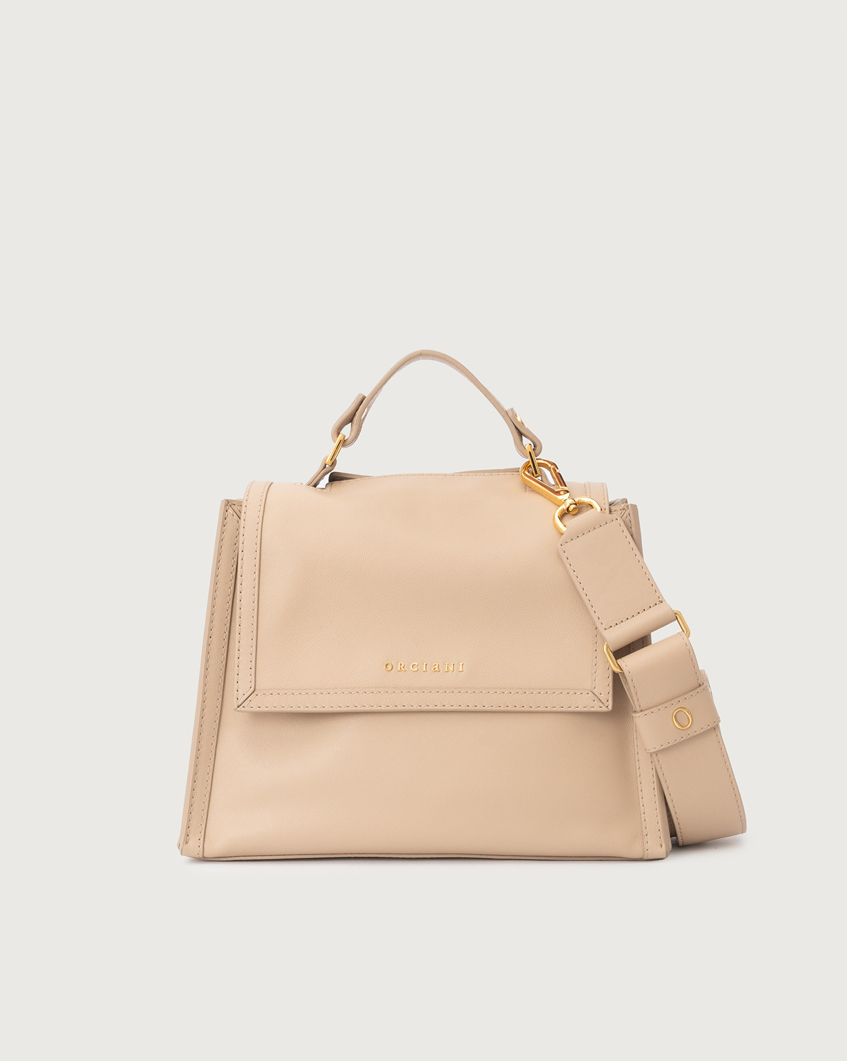 ORCIANI Sveva Nappa Small leather handbag with strap, color ivory