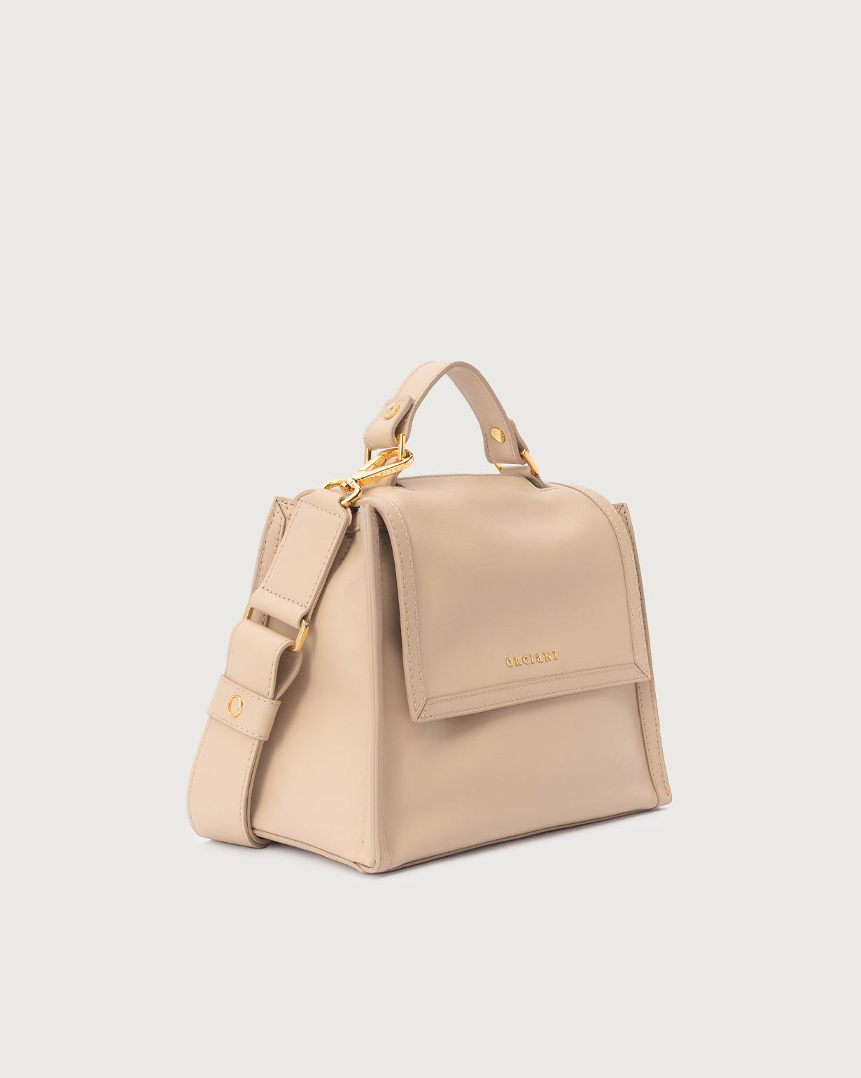 ORCIANI Sveva Nappa Small leather handbag with strap, color ivory