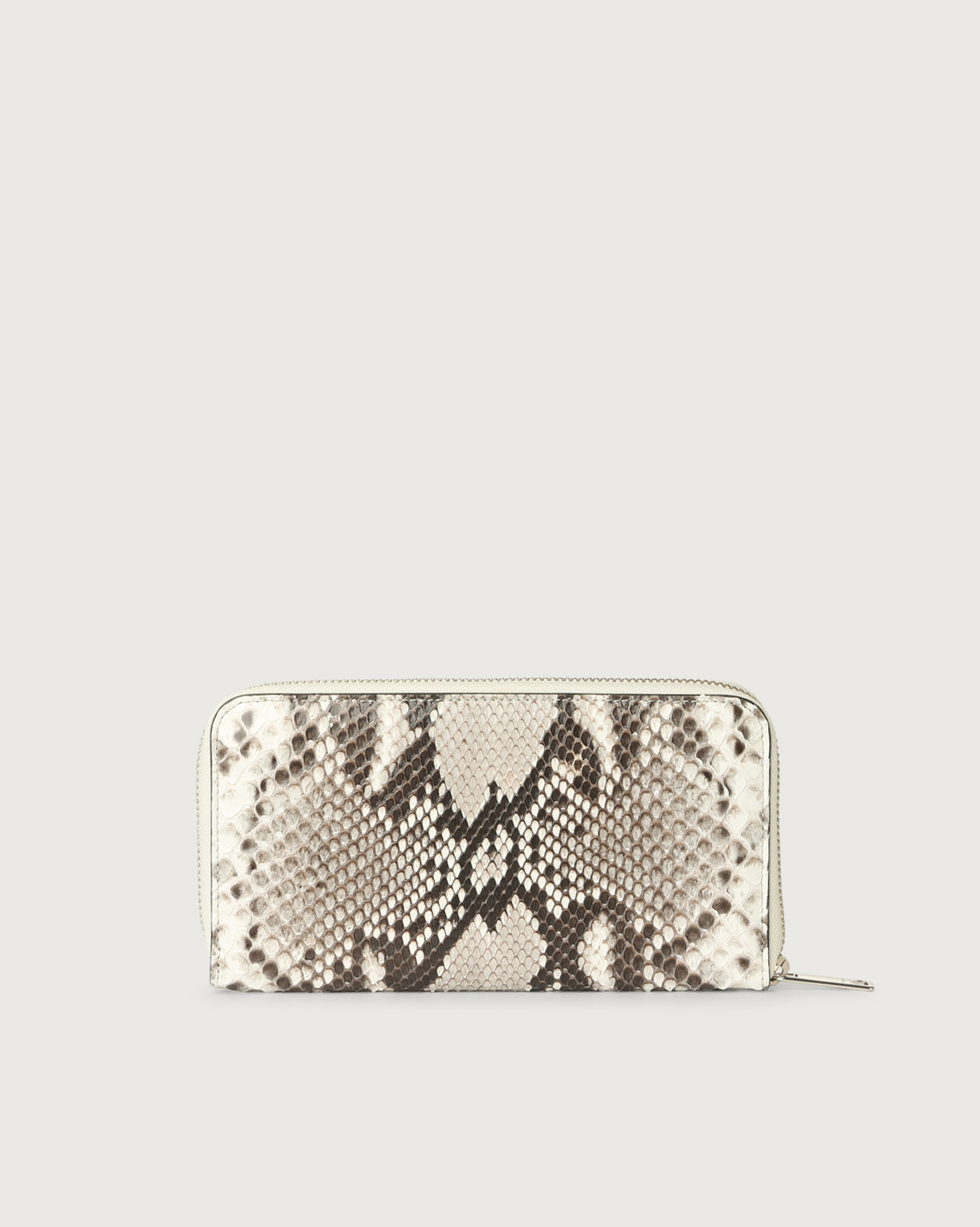 ORCIANI Diamond large python leather wallet with zip, color White