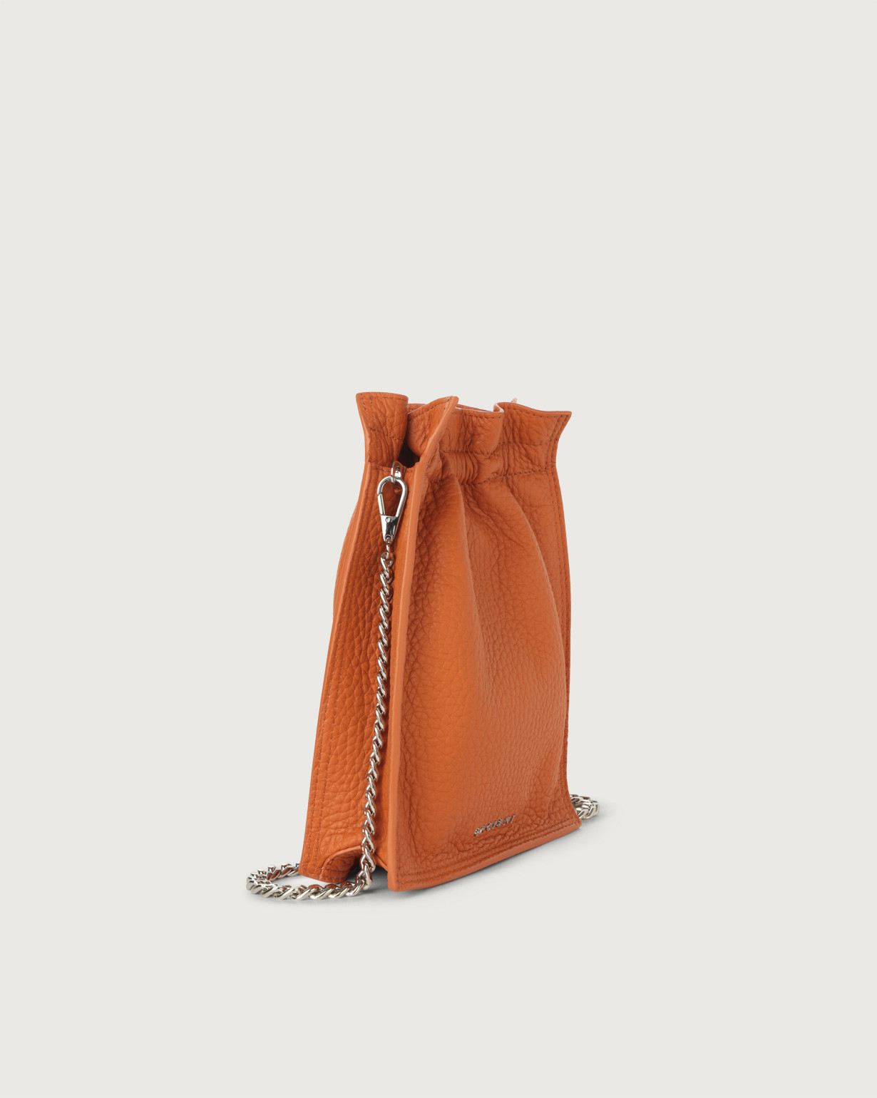 ORCIANI Petit Soft mini leather bag with strap, color Orange