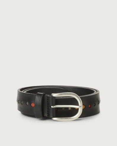 Bull Wool leather belt with treading