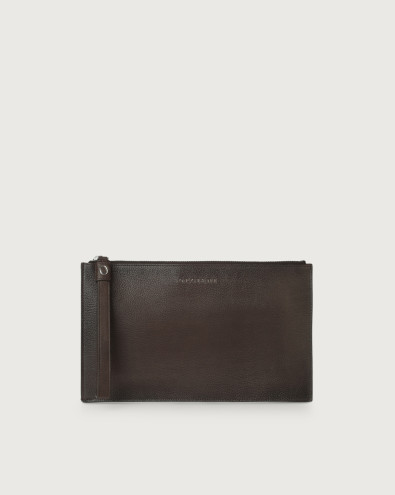Micron large leather pouch with wristband