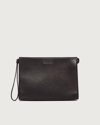 Lagoon leather Small Pochette with wristband