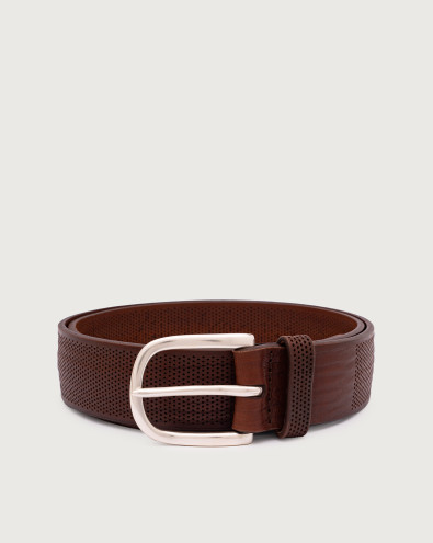 Wave leather belt 3,5 cm