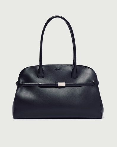 Aura Alba Large leather shoulder bag with strap
