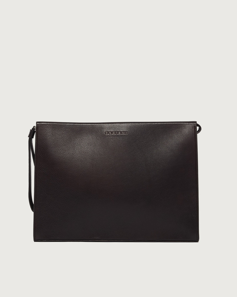 Lagoon leather Large Pochette with wristband