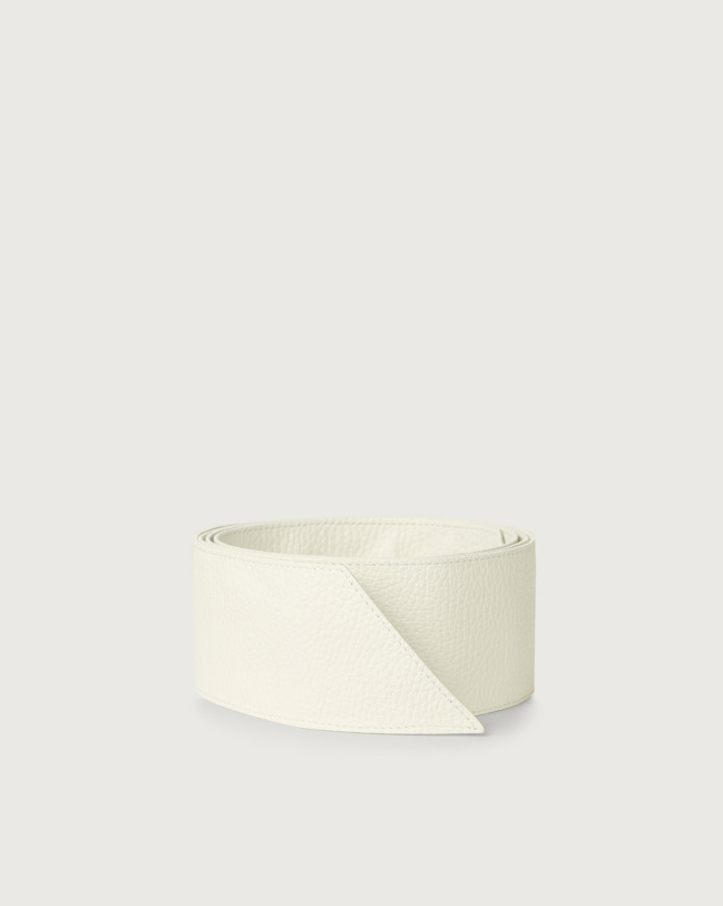 Orciani Micron grained leather sash belt Leather White