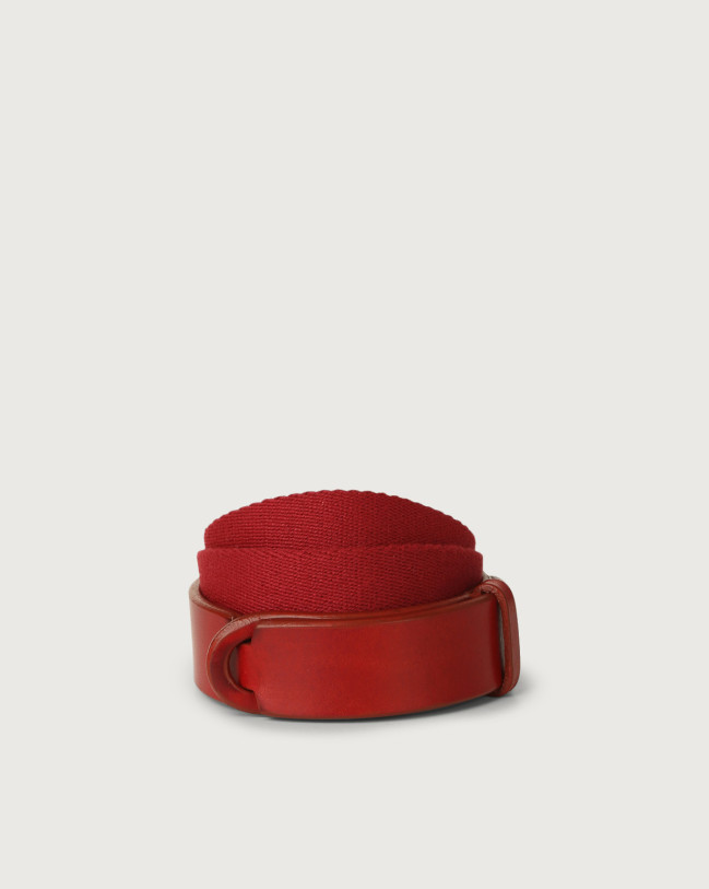 Orciani Bull leather and fabric Nobuckle Kids belt Leather & fabric Red