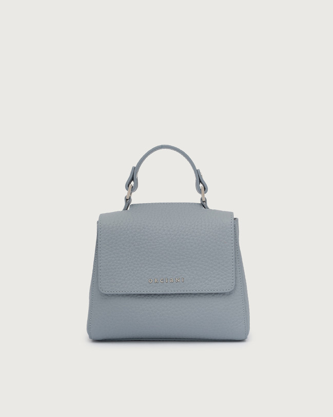 Orciani Sveva Soft Mini leather handbag with shoulder strap Grained leather Dust