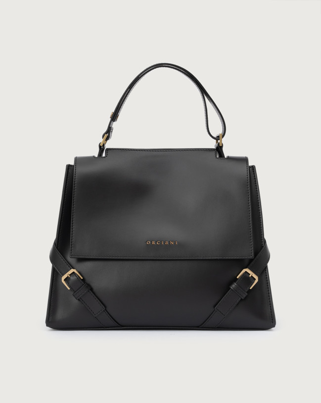 Orciani Sveva Couture Medium leather shoulder bag with shoulder strap Leather Black