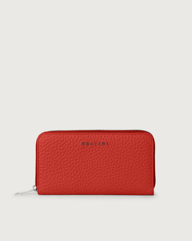 Orciani Zip around Soft leather wallet with RFID protection Grained leather Marlboro red