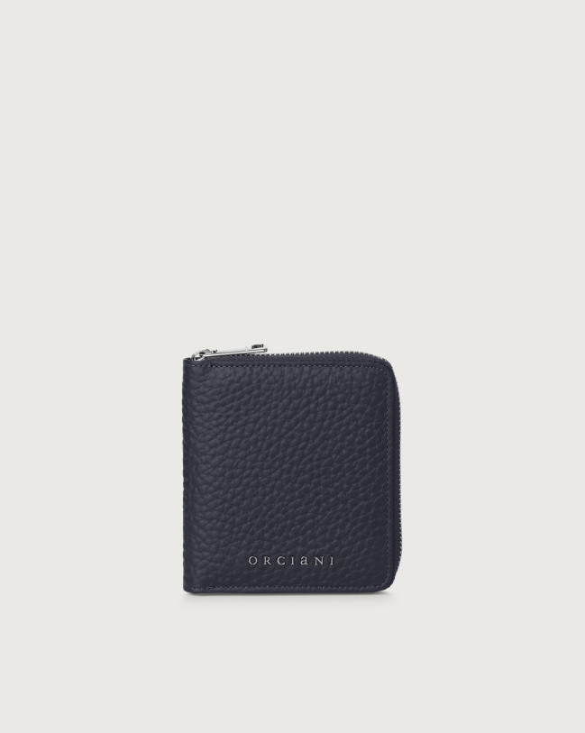 Orciani Soft leather wallet with RFID protection Grained leather Navy