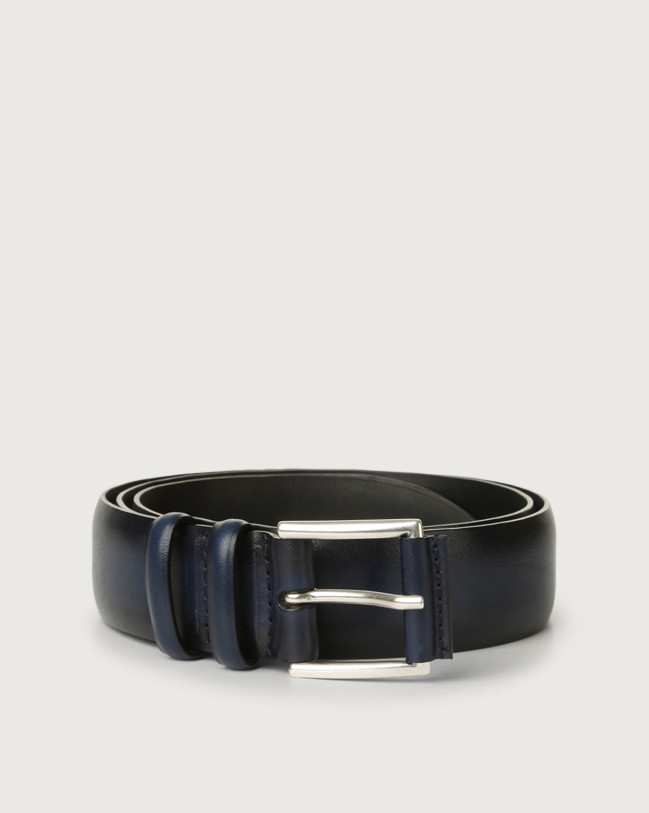 Orciani Buffer leather belt Navy