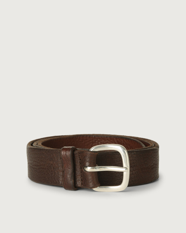 Orciani Grit embossed leather belt Embossed leather Brown