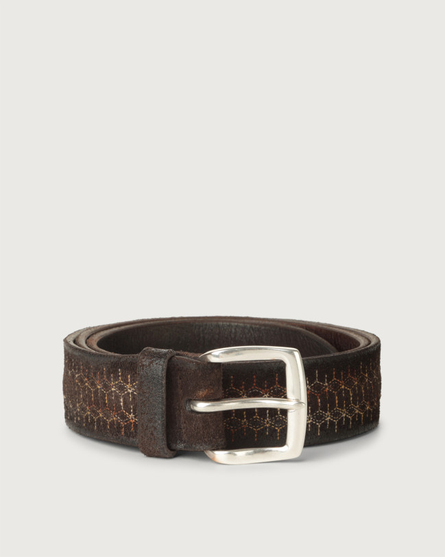 Orciani Cloudy Snake suede belt Suede Chocolate