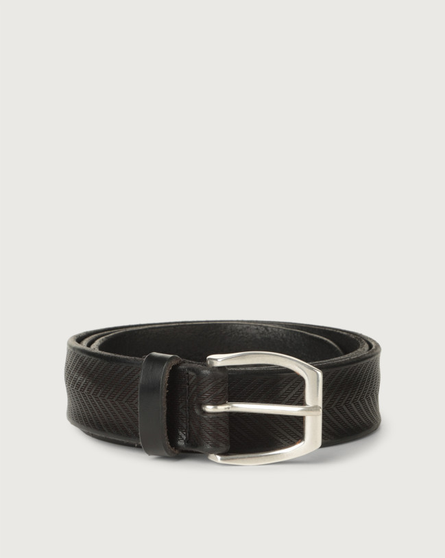 Orciani Bull Soft leather belt 3,5 cm Leather Black