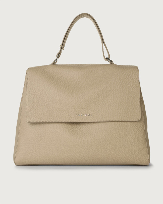 Orciani Sveva Soft large leather shoulder bag with strap Leather Sand