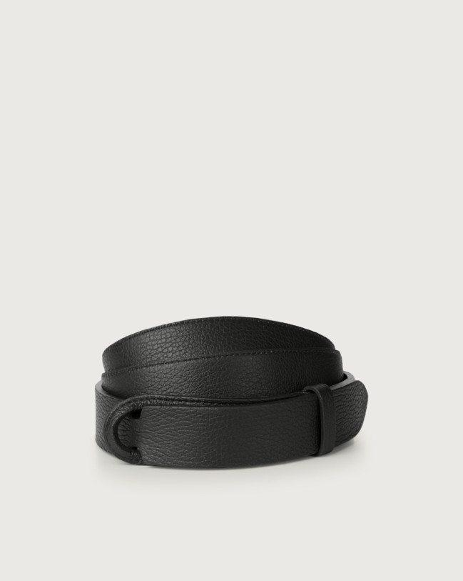 Orciani Micron leather Nobuckle belt Leather Black