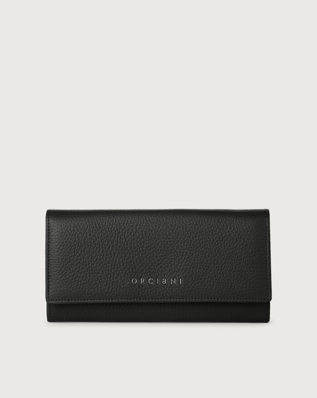 Orciani Micron leather envelope wallet with RFID Leather Black