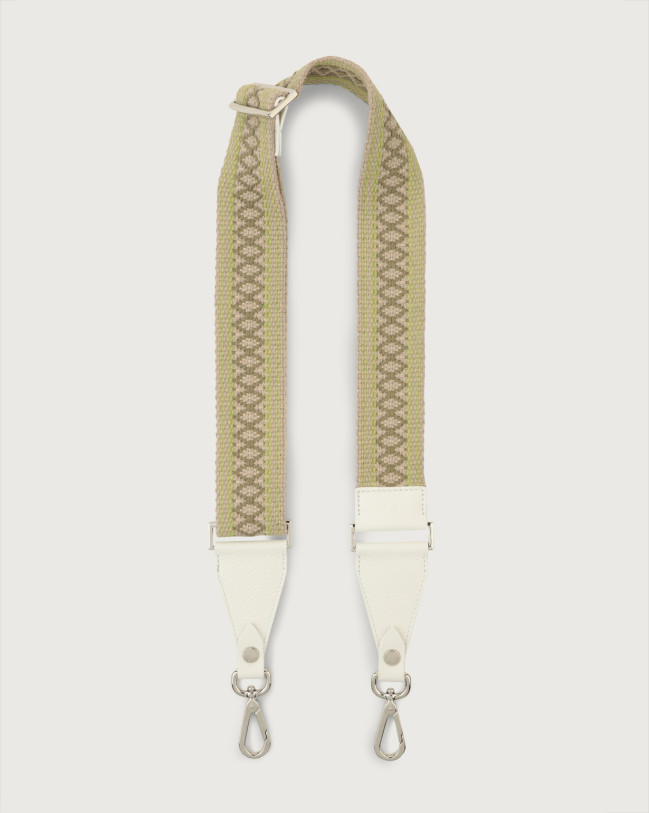 Orciani Warm fabric and leather strap Leather & fabric White+Green