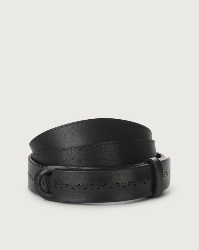 Orciani Bull Soft leather Nobuckle belt Leather Black