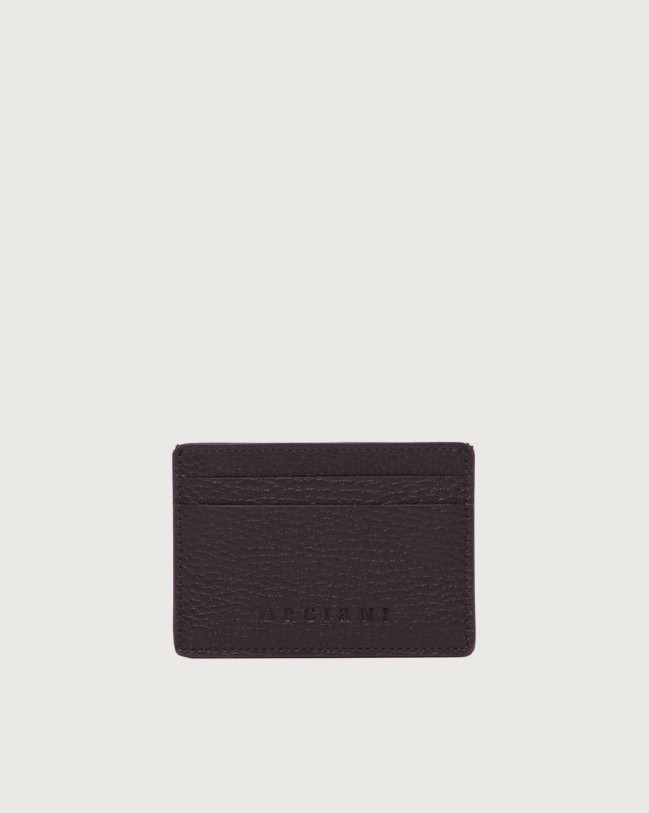 Orciani Micron Bicolor leather card holder Grained leather Chocolate