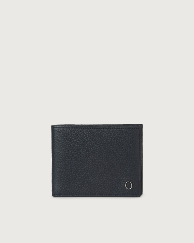 Orciani Micron leather wallet Grained leather Navy