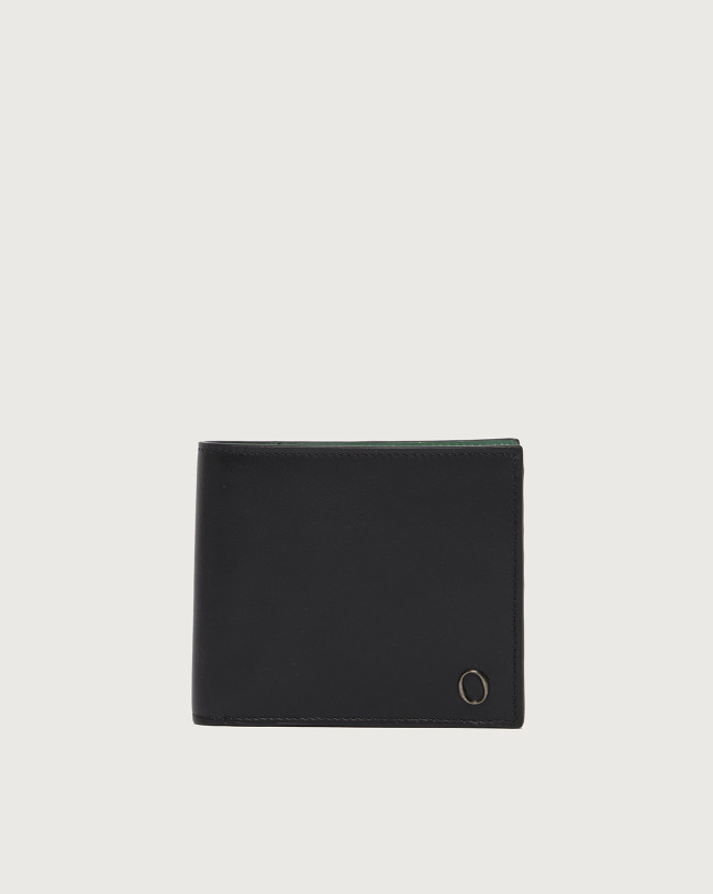 Orciani Spyder leather wallet with coin pocket Smooth leather Green