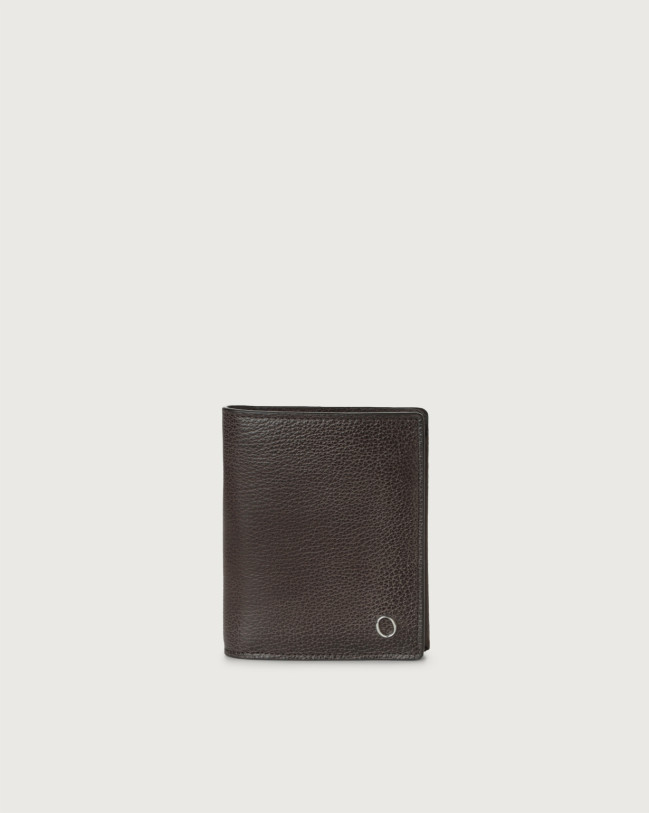 Orciani Chevrette leather vertical wallet with unfolding card holder Leather Chocolate