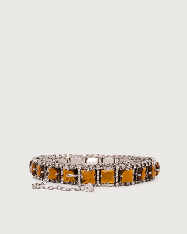 Orciani Smart Crystal jewel belt Leather Amber