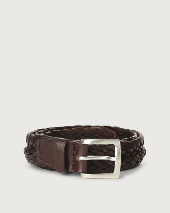 Orciani Masculine braided leather belt Leather Chocolate