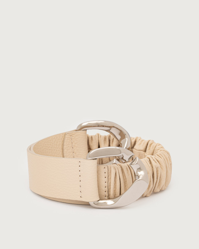 Orciani Sense strech dollar leather belt 4 cm Grained leather Off-White