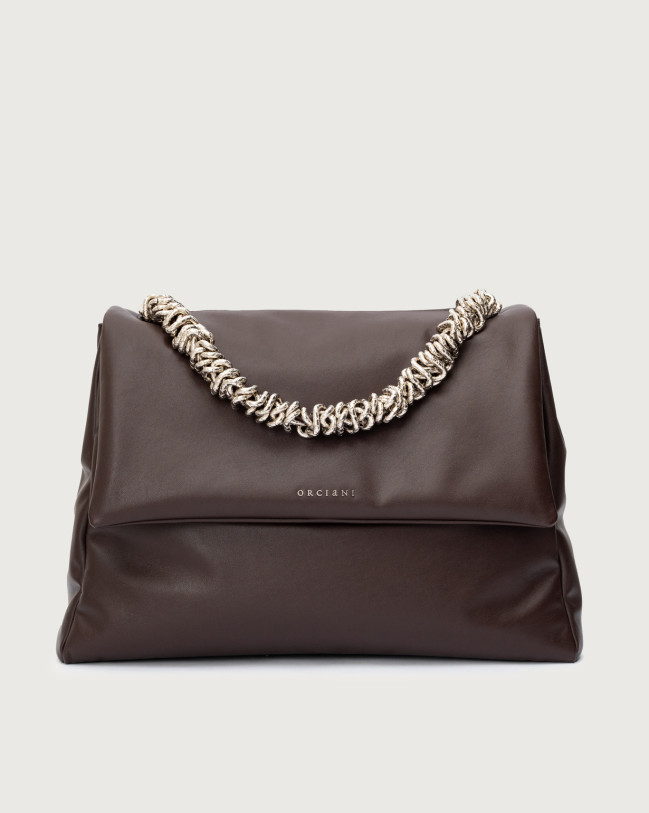 Orciani Sveva Nappa Bold XL padded leather shoulder bag Nappa leather chocolate