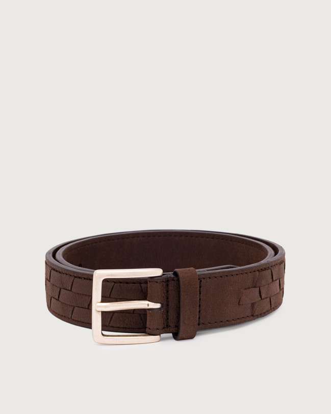 Orciani Chevrette Woven leather belt 3,5 cm Leather Chocolate
