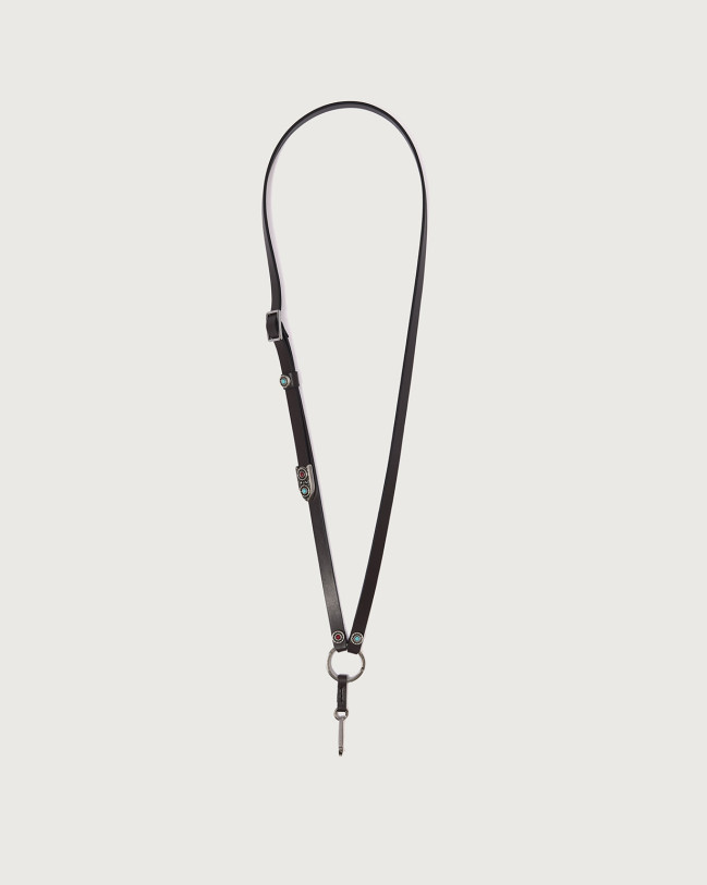 Orciani Alba leather neck key fob Leather Chocolatee