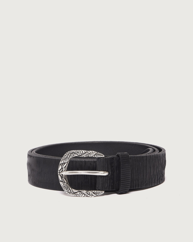 Orciani Blade leather belt 3,5 cm Bull hide Black