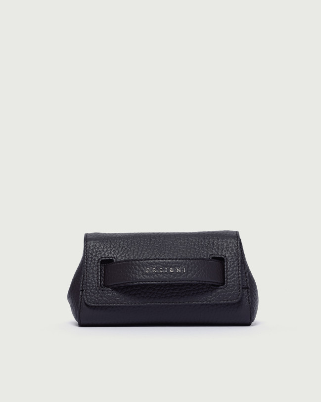 Orciani Gossip Soft grained leather clutch Grained leather Chocolate