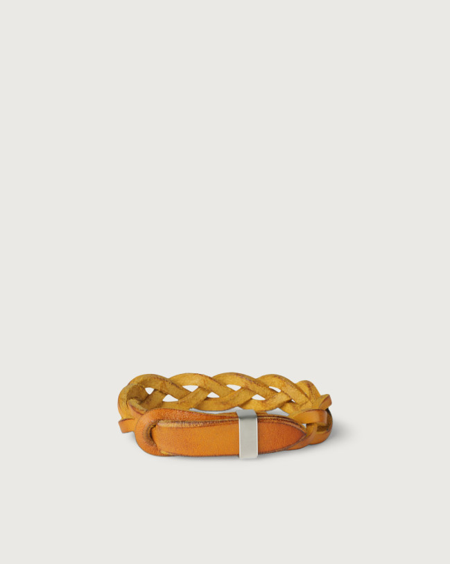 Orciani Walk leather Nobuckle bracelet with silver detail Leather Yellow