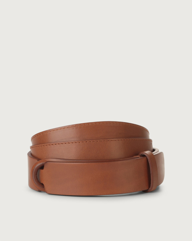 Orciani Bull leather Nobuckle belt Leather Cognac