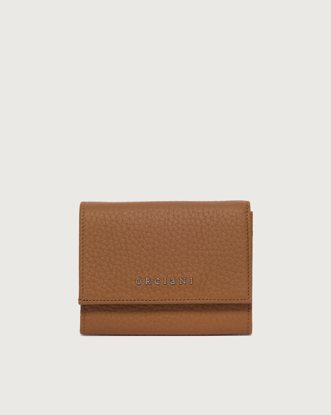 Orciani Soft small leather envelope wallet Grained leather Honey