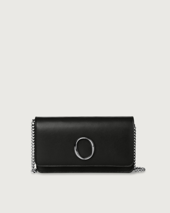 Orciani Liberty leather pochette with RFID Leather Black