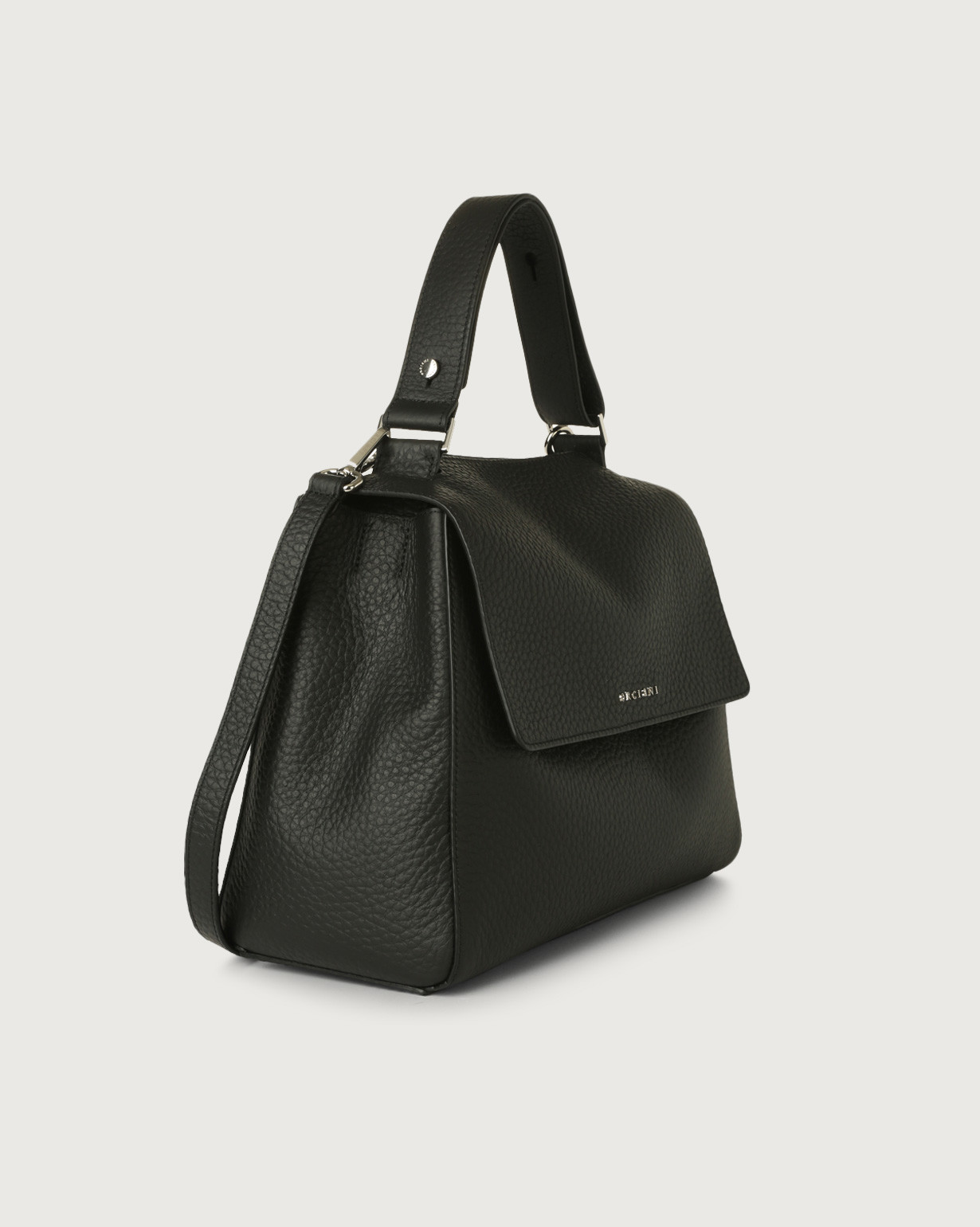 ORCIANI. Sveva Soft Medium leather shoulder bag with shoulder strap. color Black