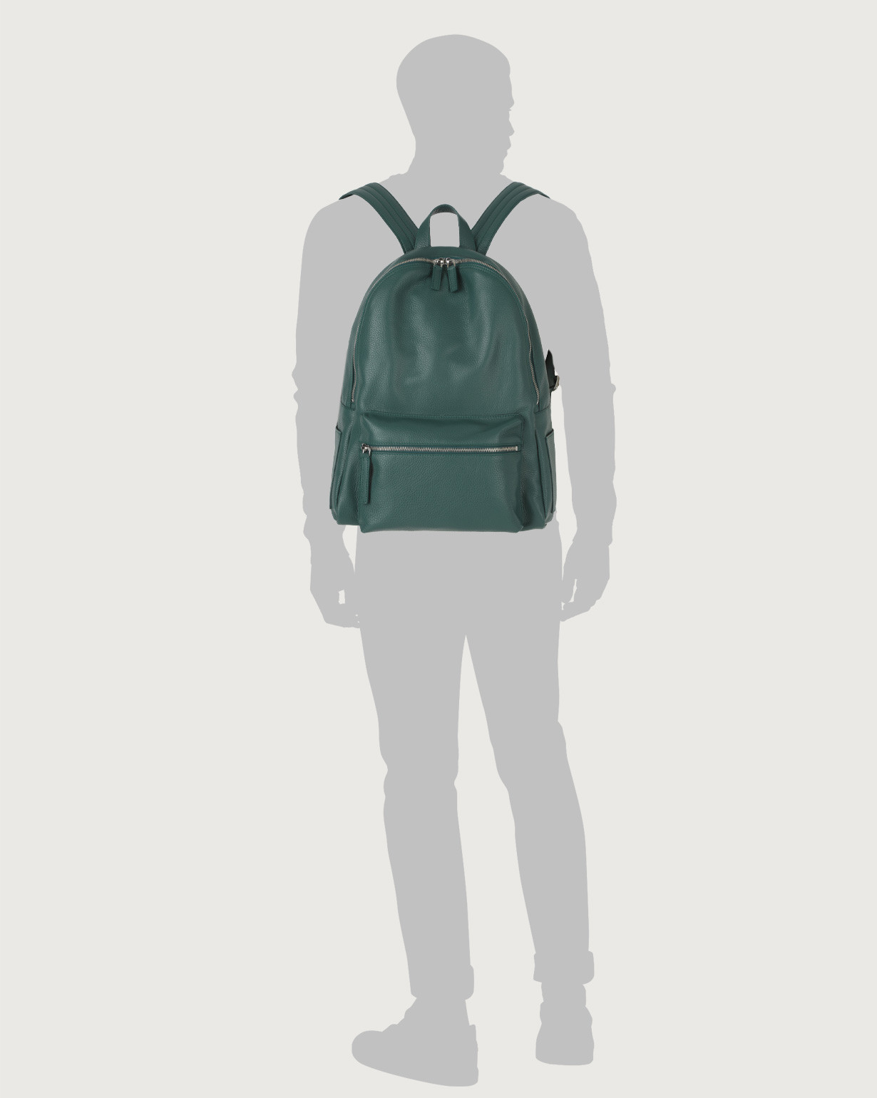 Leather backpack green hot sale