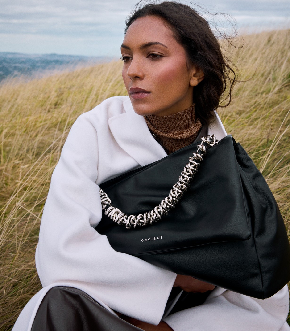 ORCIANI. Sveva Nappa Bold XL padded leather shoulder bag. color black