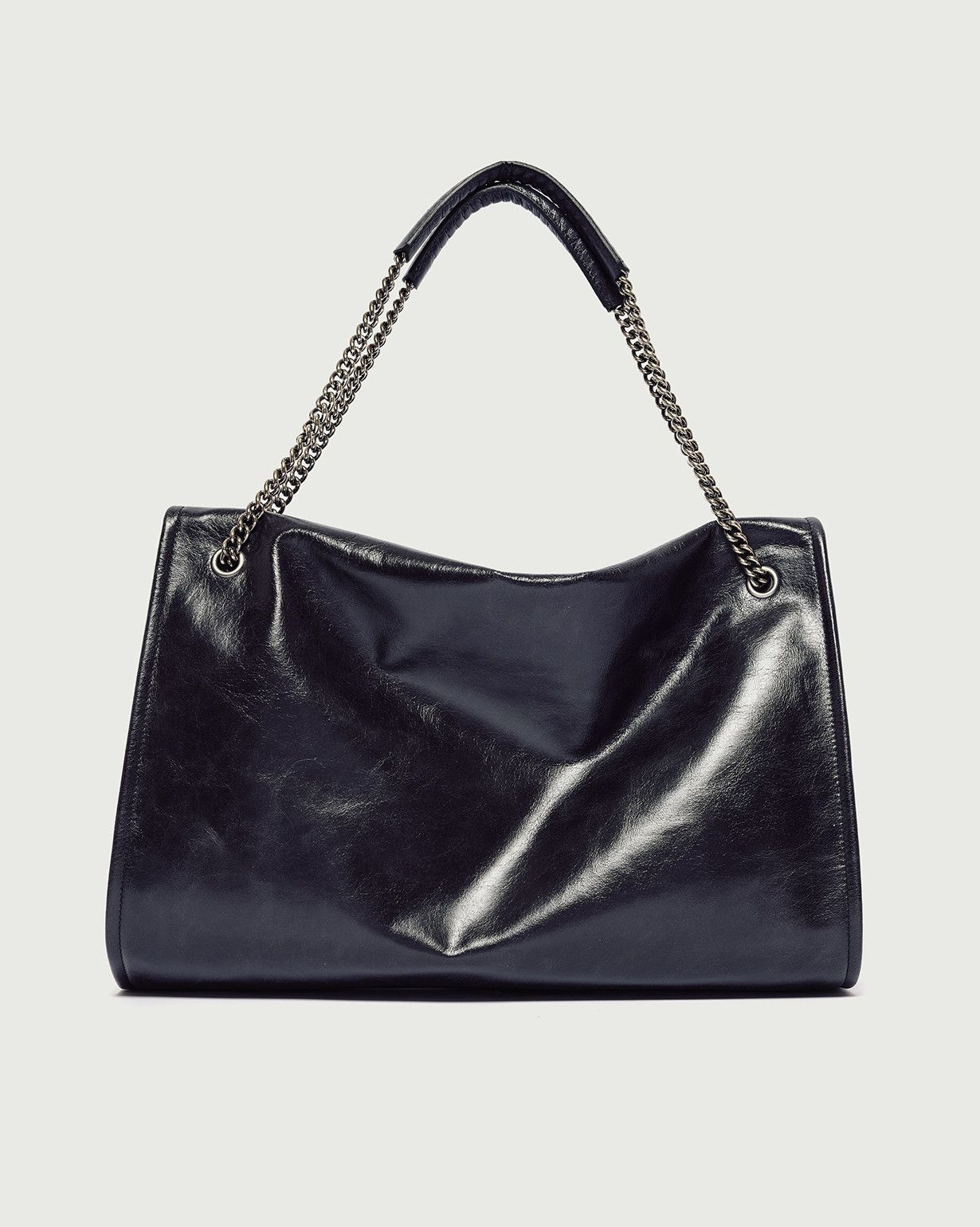 Venus Gotham Large shiny leather shoulder color Black