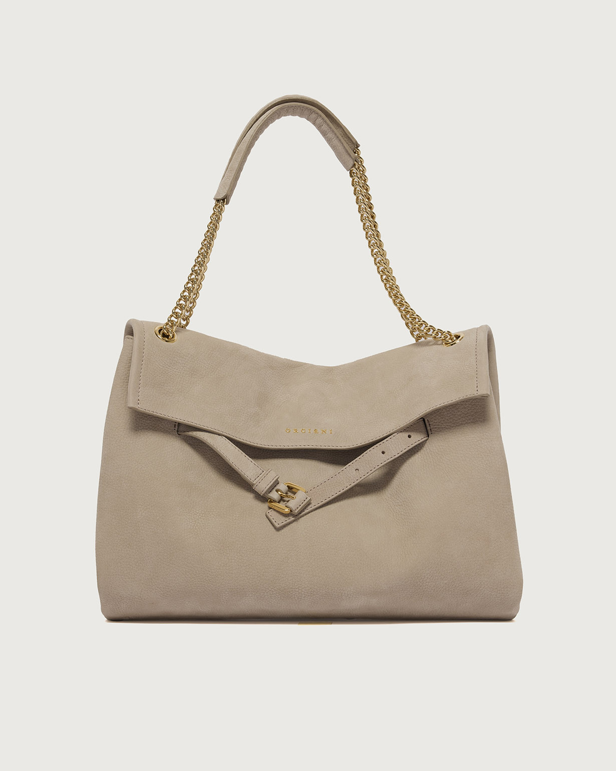 ORCIANI. Venus Nabucco Midi nubuck leather shoulder bag. color Sand