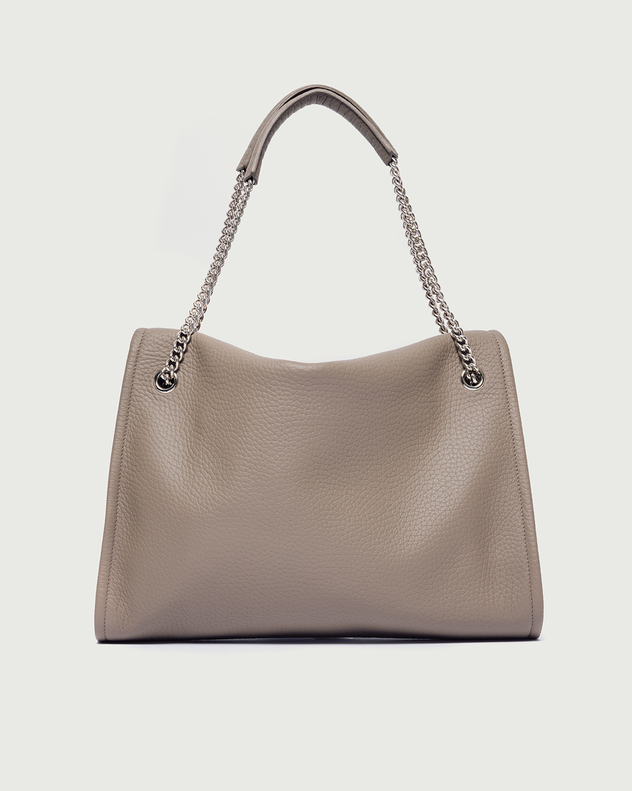 ORCIANI. Venus Soft Midi grained leather shoulder bag. color taupe