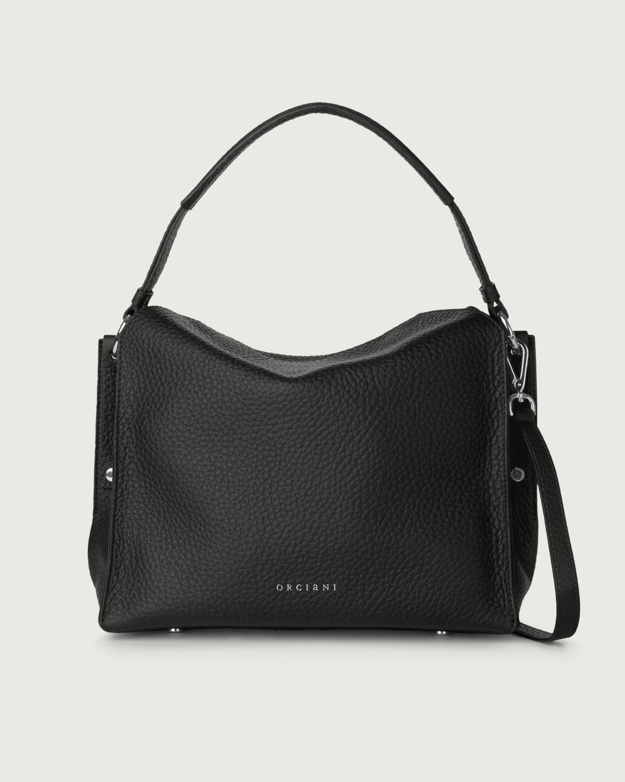 ORCIANI. Twenty Soft leather shoulder bag with shoulder strap. color Black