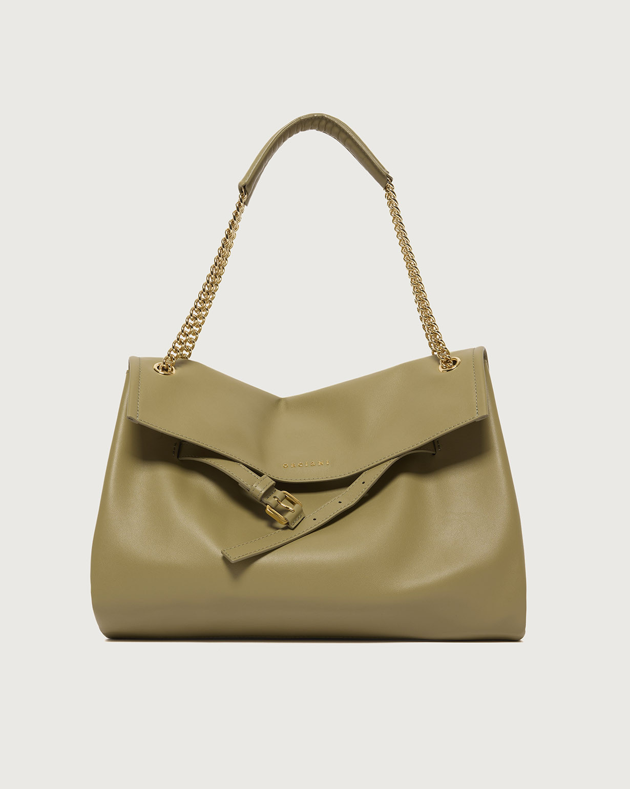ORCIANI. Venus Nappa Midi leather shoulder bag. color olive